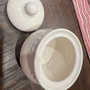 Pottery Barn Cream Ceramic Jar with Lid